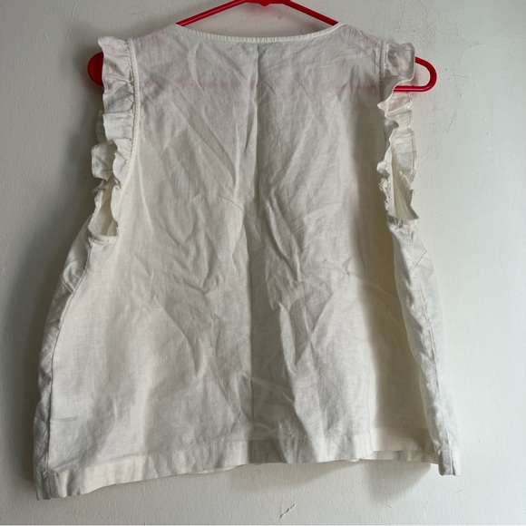 Madewell Linen-Blend Ruffle Button-Front Tank beige size 8 - Picture 8 of 11